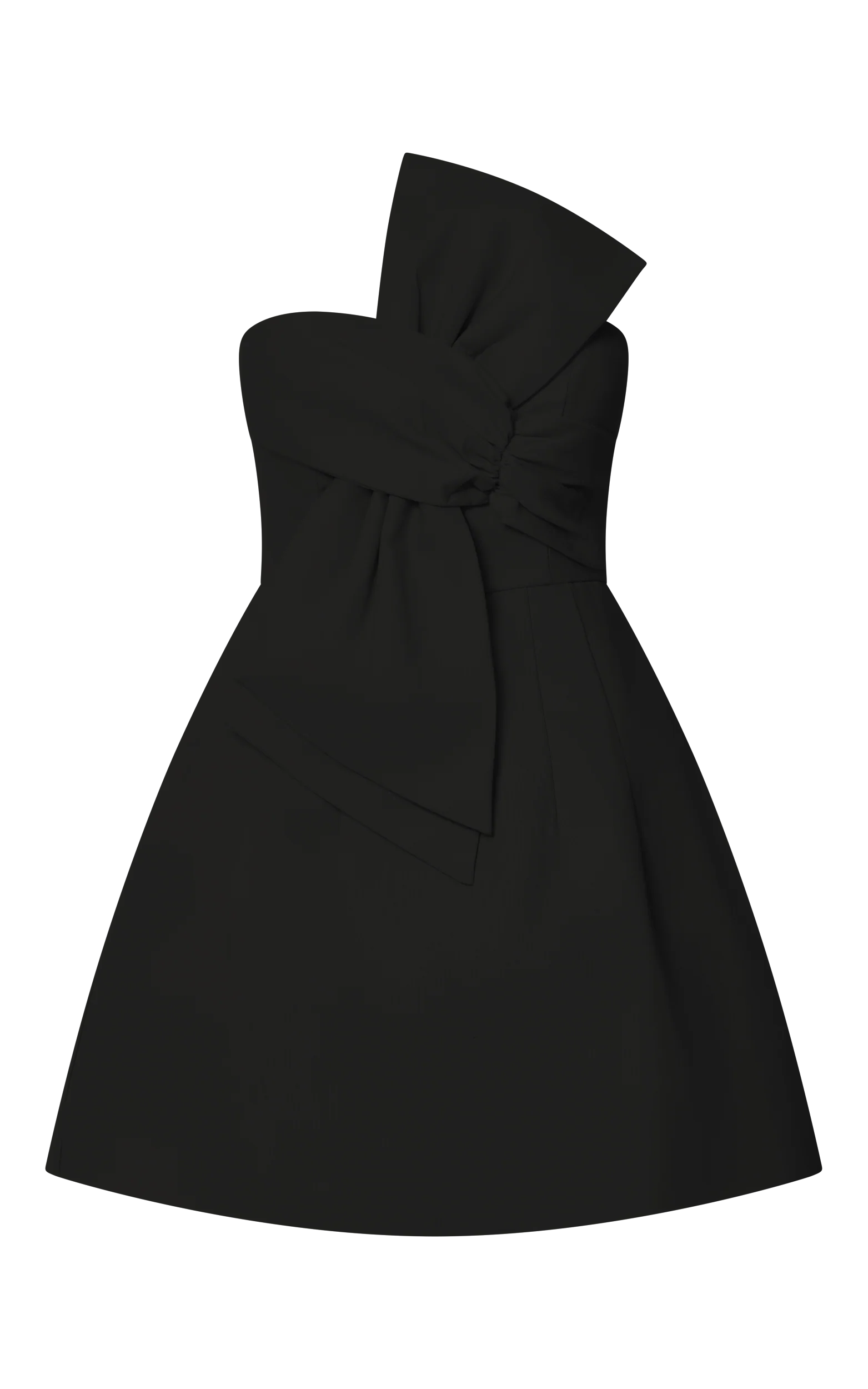 Chika Mini Dress Linen Strapless Front Bow Dress in Black